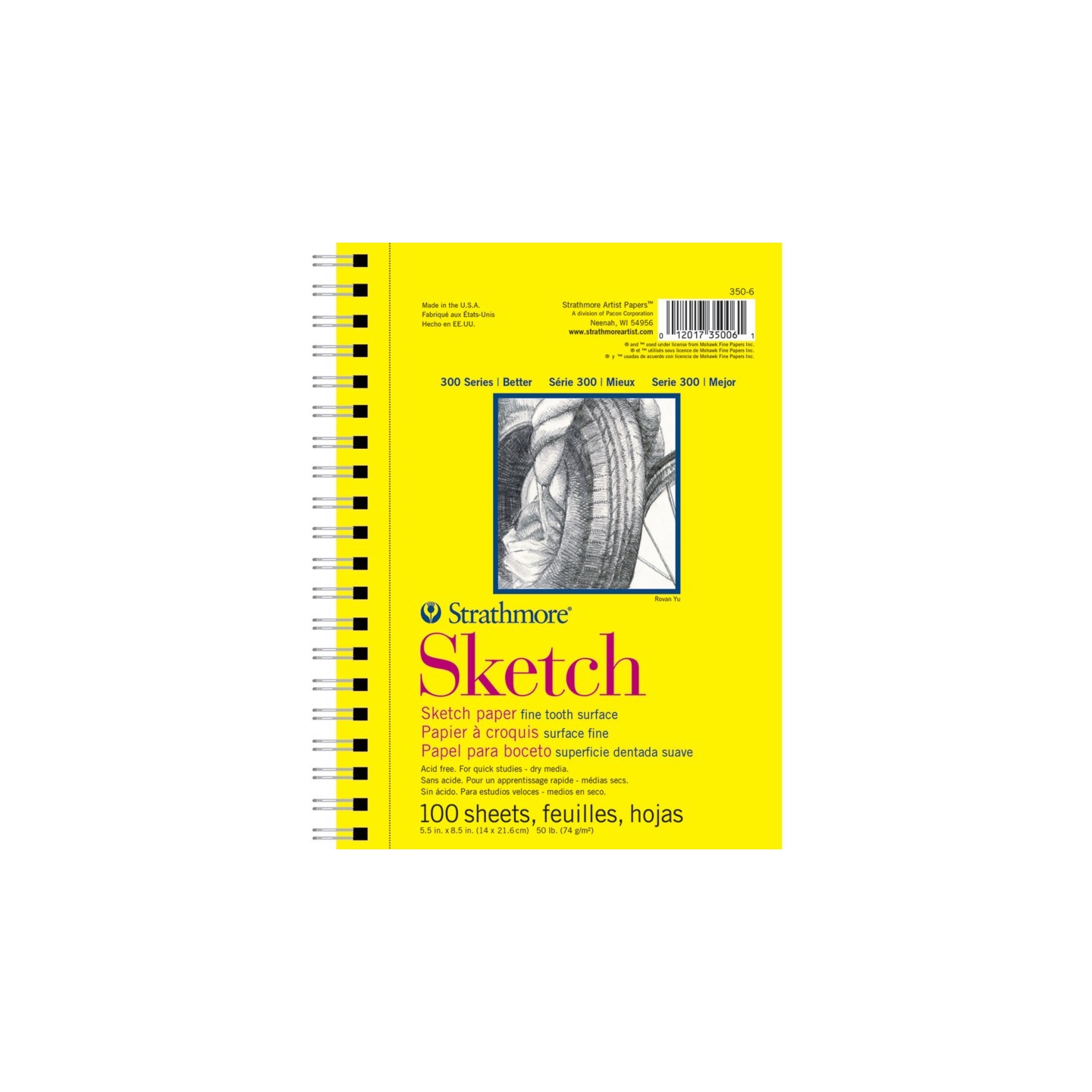 Strathmore 300 Series Sketch Pad, Side Wire Binding, 100 Sheets, 5.5x8.5 inch