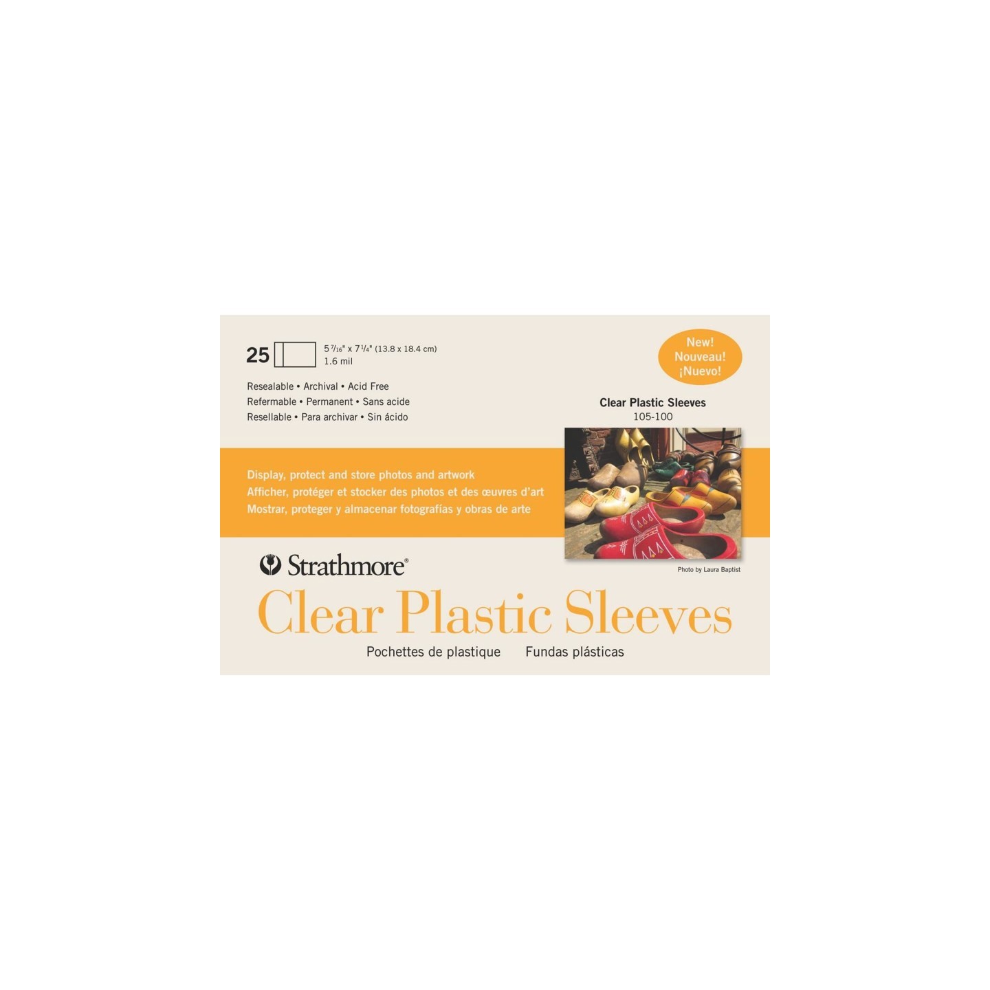 Strathmore Clear Plastic Sleeves, 5-7/16" x 7-1/4", Pack of 25