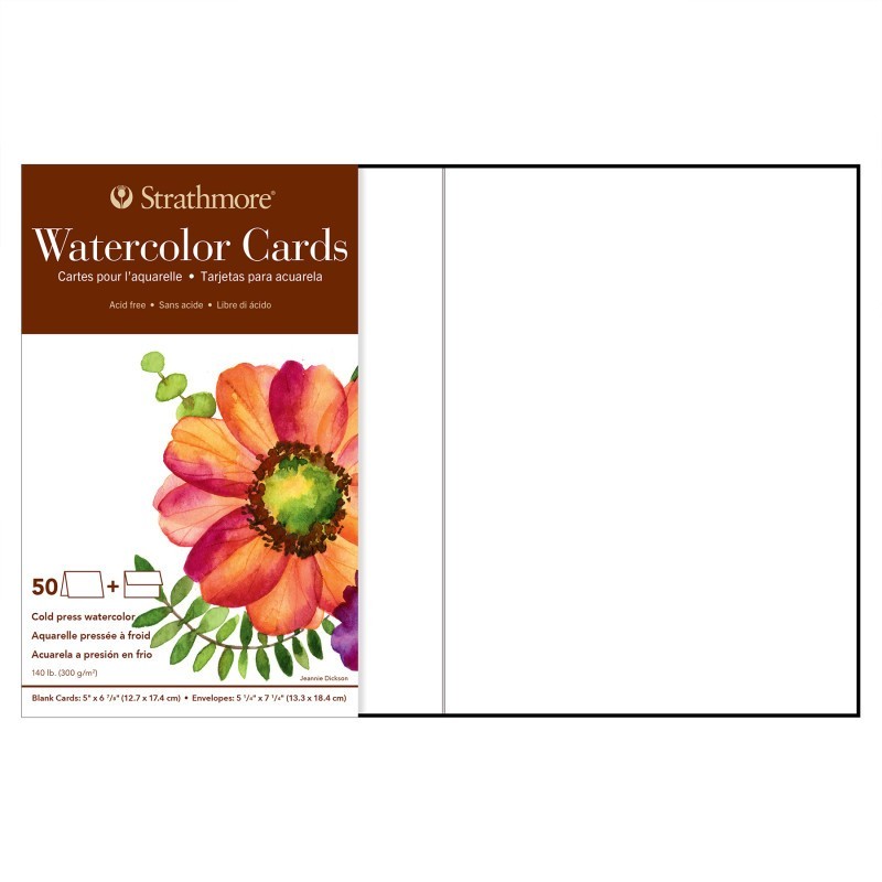 Strathmore 400 Series Watercolor Paper Cards & Envelopes, Full Size, 5x6.875 inch, Pack of 50