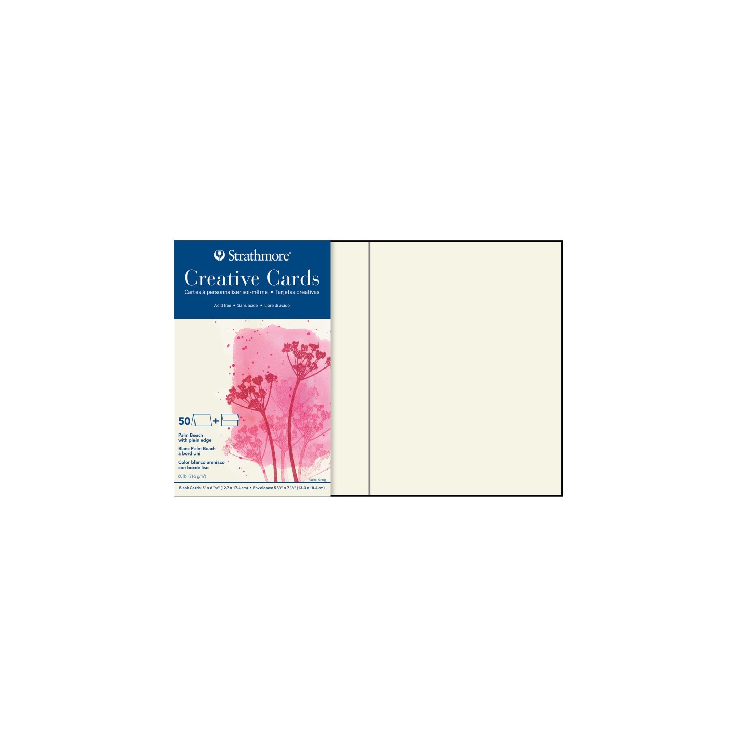 Strathmore Creative Cards & Envelopes, Palm Beach with Plain Edge, Full Size, 5x6.875 inch, Pack of 50