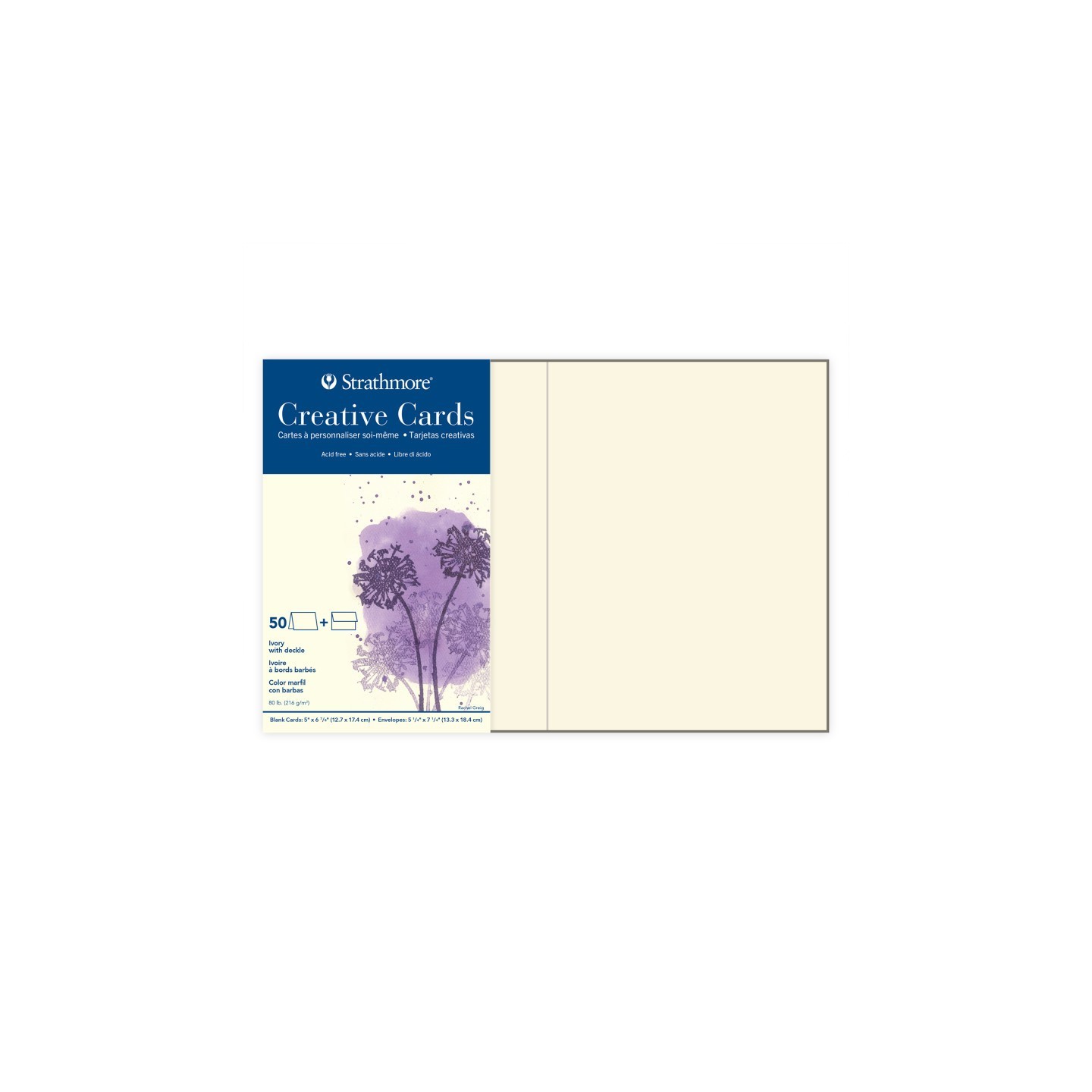Strathmore Creative Cards & Envelopes, Ivory with Deckle Edge, Full Size, 5x6.875 inch, Pack of 50
