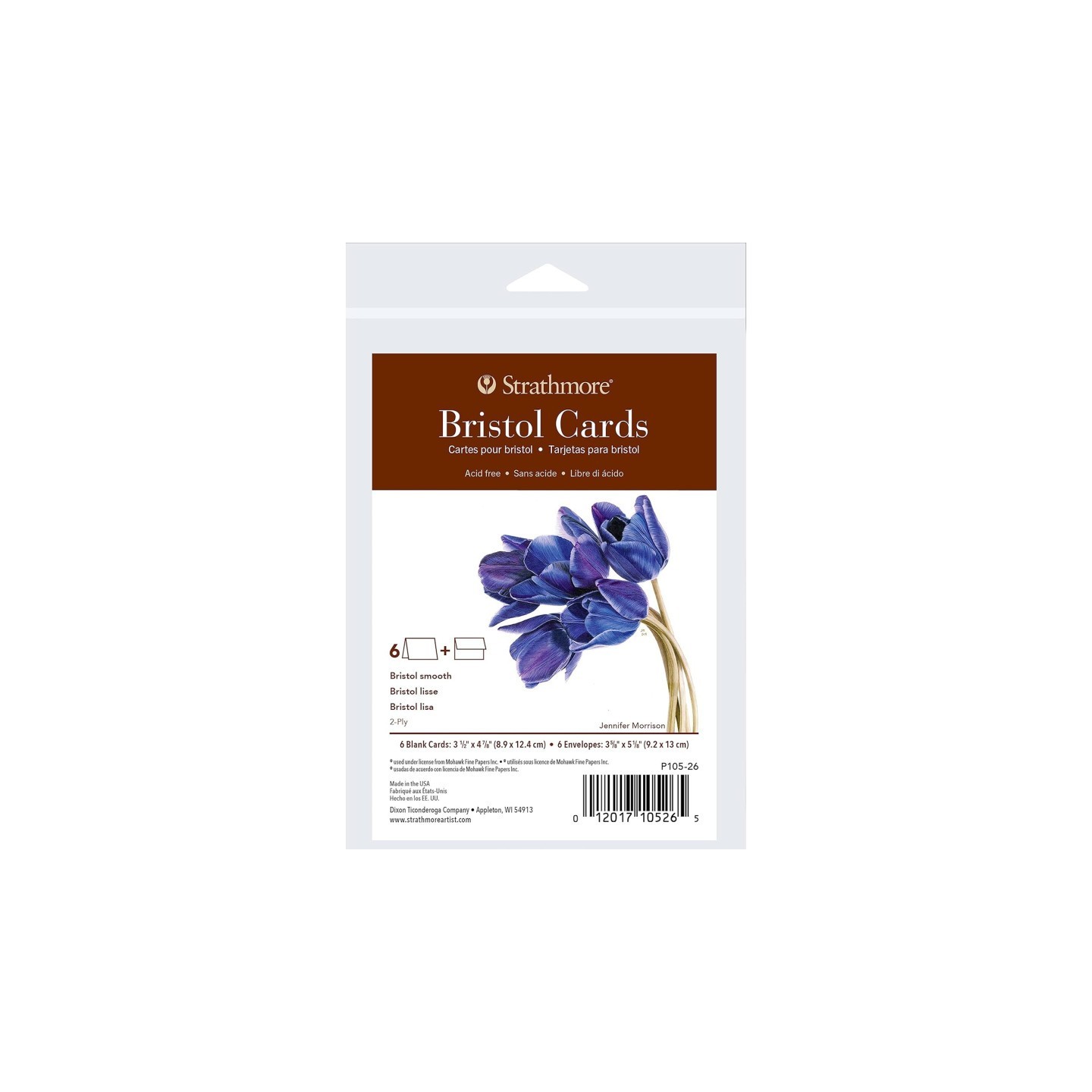Strathmore 400 Series Bristol Cards & Envelopes, Anniversary Size, 3.5x4.875 inch, 6 Pack