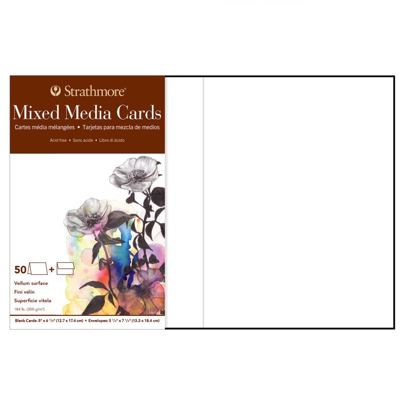 Strathmore 400 Series Mixed Media Paper Cards & Envelopes, Full Size, 5x6.875 inch, Pack of 50