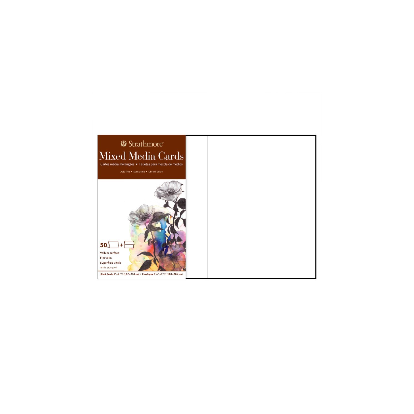 Strathmore 400 Series Mixed Media Paper Cards & Envelopes, Full Size, 5x6.875 inch, Pack of 50