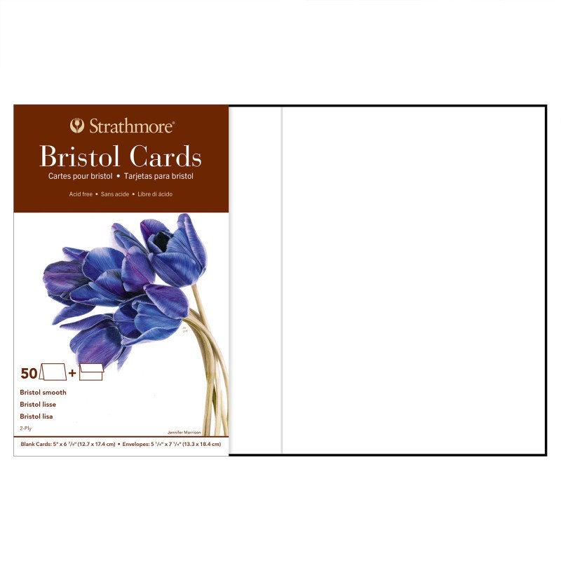 Strathmore 400 Series Bristol Cards & Envelopes, Full Size, 5x6.875 inch, Pack of 50