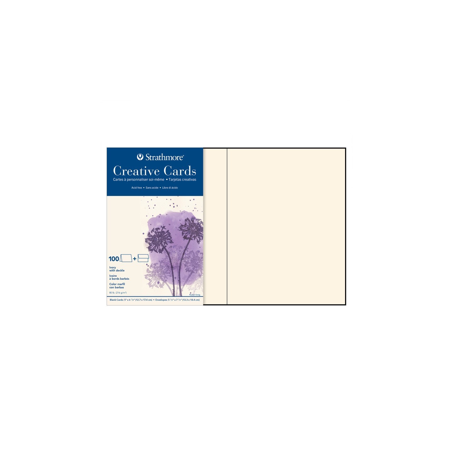 Strathmore Creative Cards & Envelopes, Ivory with Deckle Edge, Full Size, 5x6.875 inch, Pack of 100
