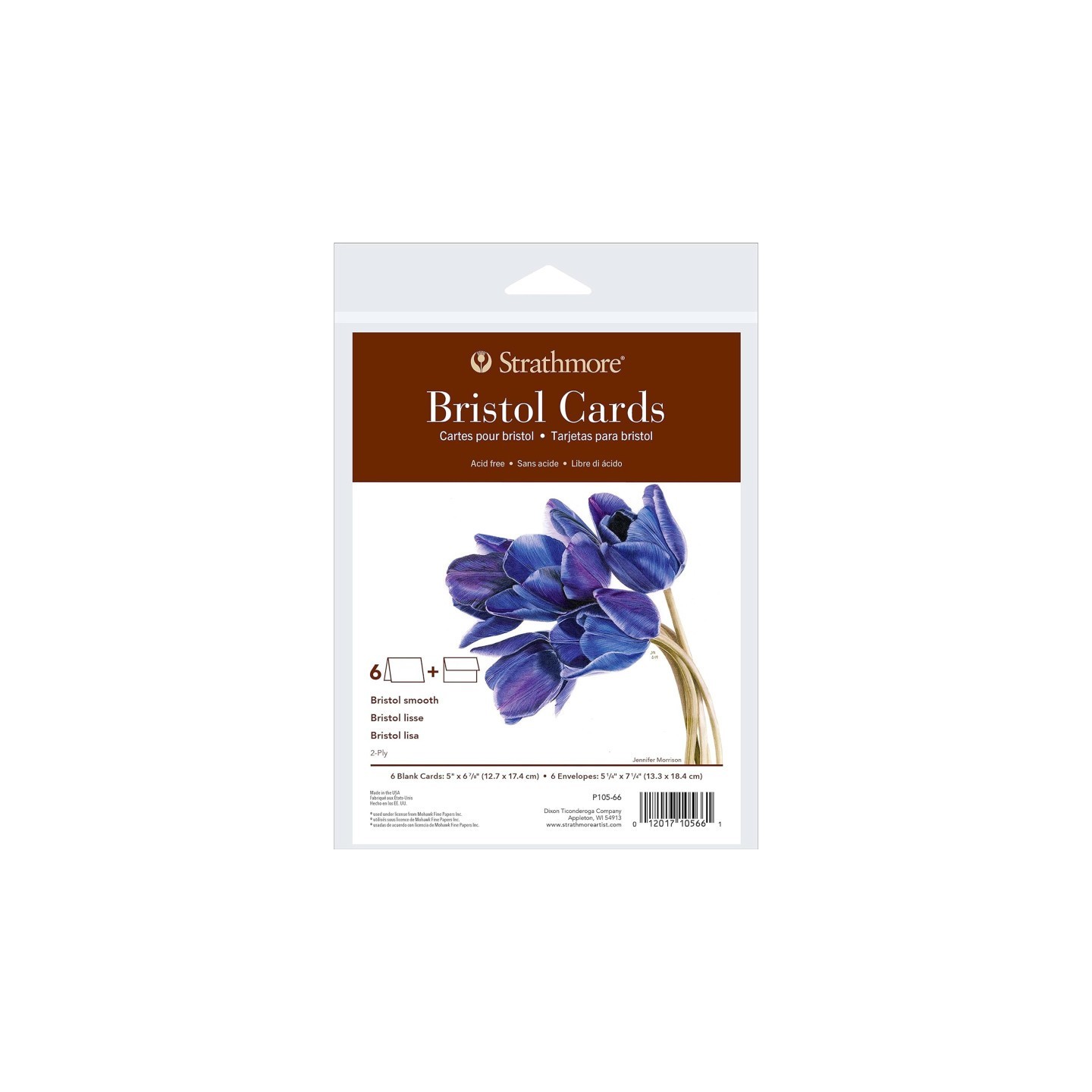 Strathmore 400 Series Bristol Cards & Envelopes, Full Size, 5x6.875 inch, 6 Pack