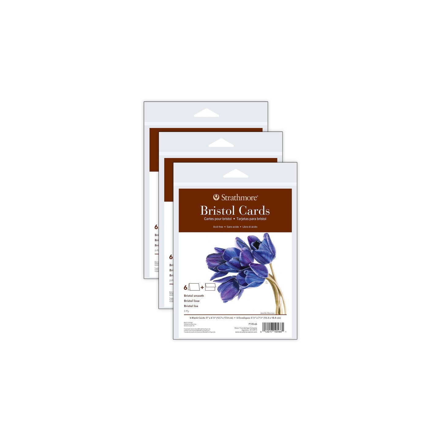 Strathmore 400 Series Bristol Cards & Envelopes, Full Size, 5x6.875 inch, 6 Per Pack, 3 Packs