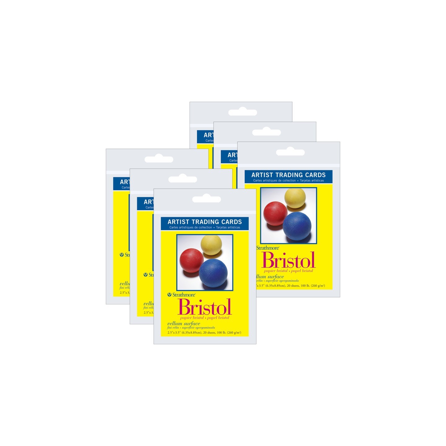 Strathmore 300 Series Artist Trading Cards Bristol Pack, Vellum Finish, 2.5x3.5 inch, 20 Sheets Per Pack, 6 Packs