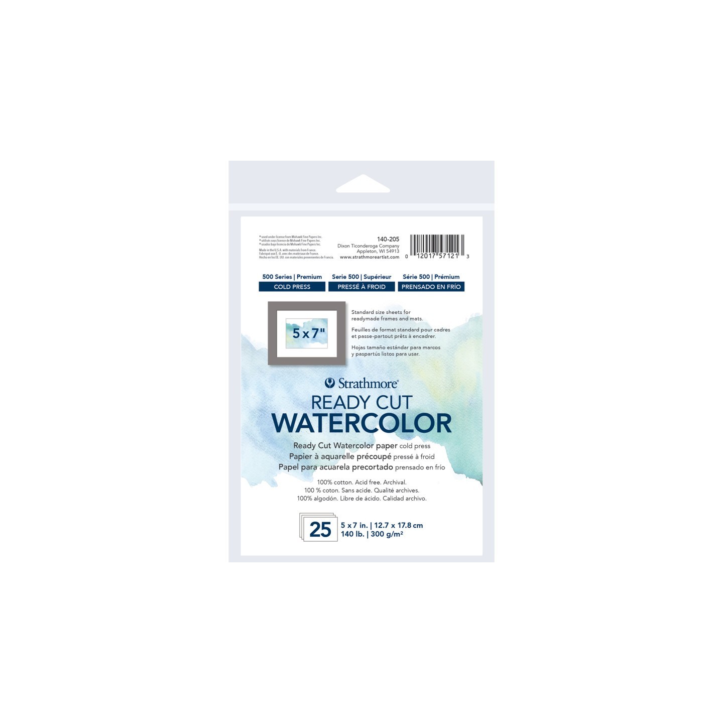 Strathmore 500 Series Ready Cut Watercolor Paper Pack, Cold Press, 5x7 inch, 25 Sheets