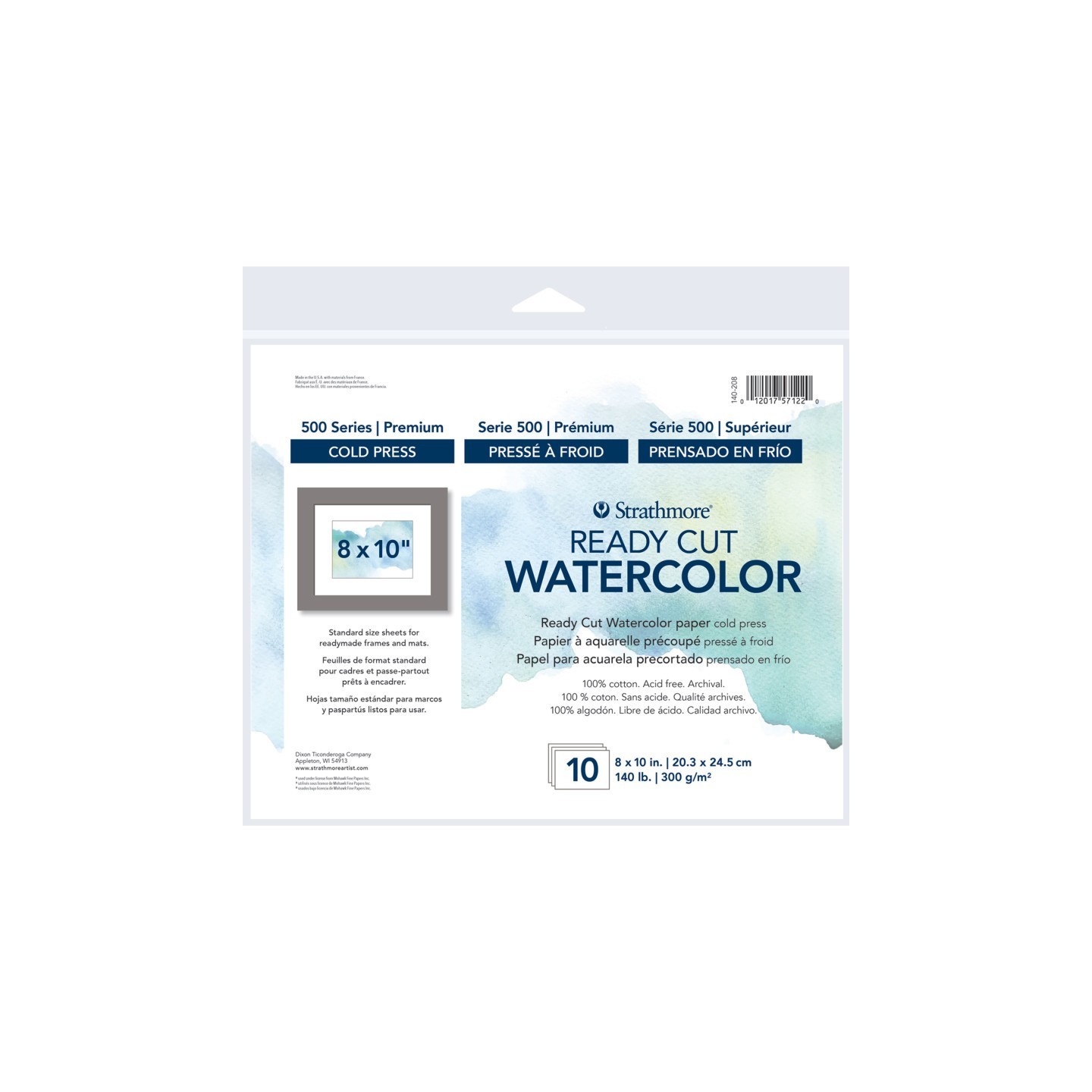 Strathmore 500 Series Ready Cut Watercolor Paper Pack, Cold Press, 8x10 inch, 10 Sheets