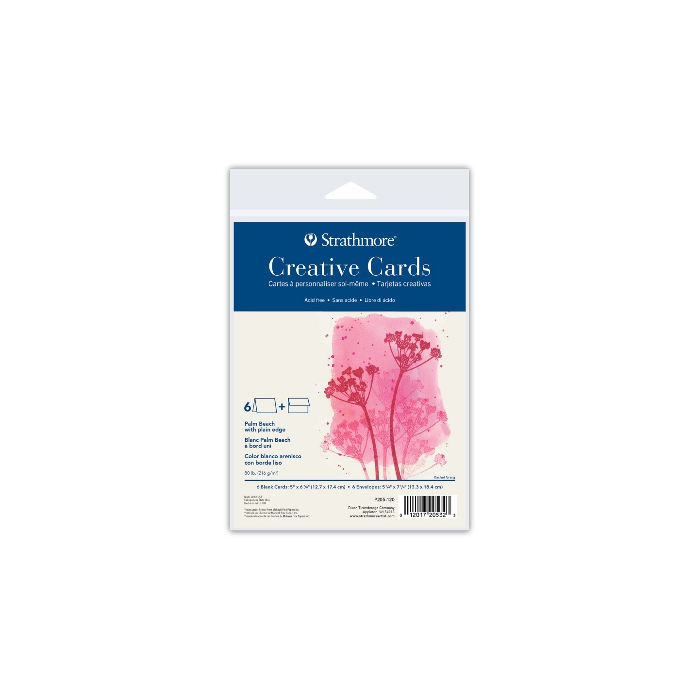 Strathmore Creative Cards & Envelopes, Palm Beach with Plain Edge, Full Size, 5x6.875 inch, 6 Pack