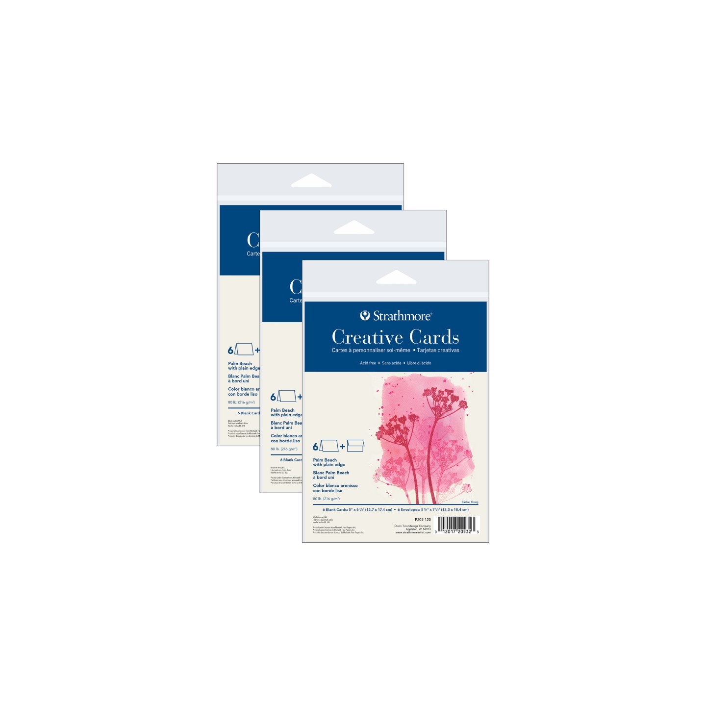 Strathmore Creative Cards & Envelopes, Palm Beach with Plain Edge, Full Size, 5x6.875 inch, 6 Per Pack, 3 Packs