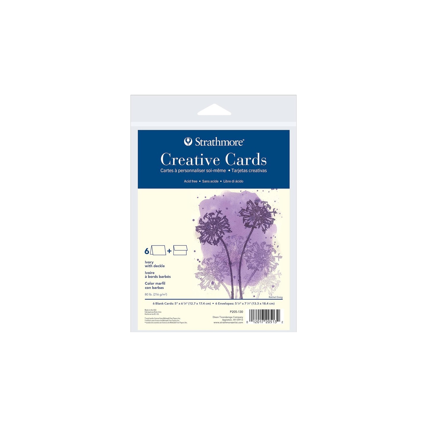 Strathmore Creative Cards & Envelopes, Ivory with Deckle Edge, Full Size, 5x6.875 inch, 6 Pack