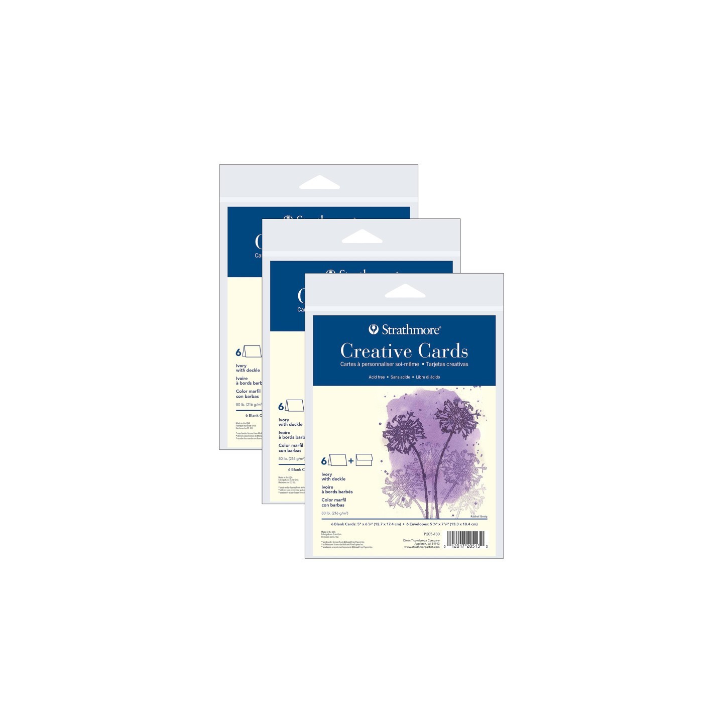 Strathmore Creative Cards & Envelopes, Ivory with Deckle Edge, Full Size, 5x6.875 inch, 6 Per Pack, 3 Packs