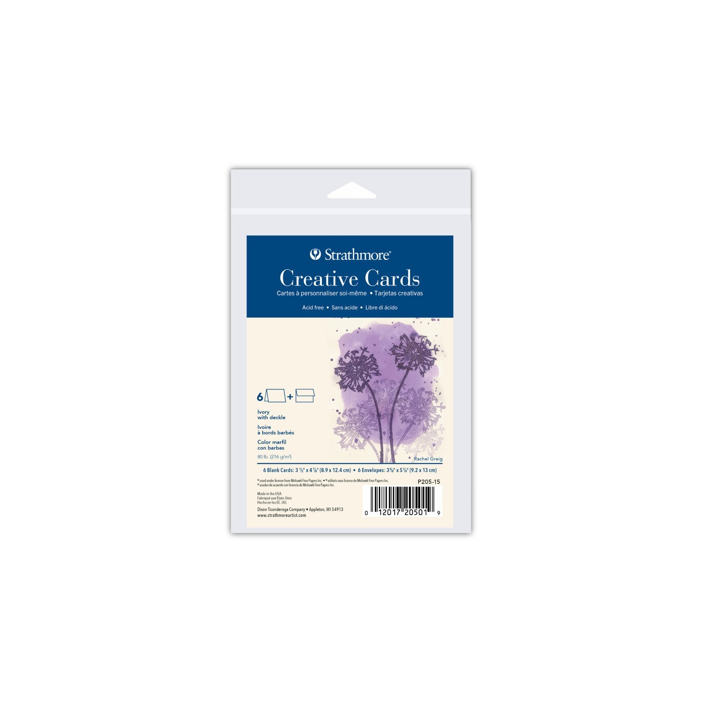 Strathmore Creative Cards & Envelopes, Ivory with Deckle Edge, Anniversary Size, 3.5x4.875 inch, 6 Pack