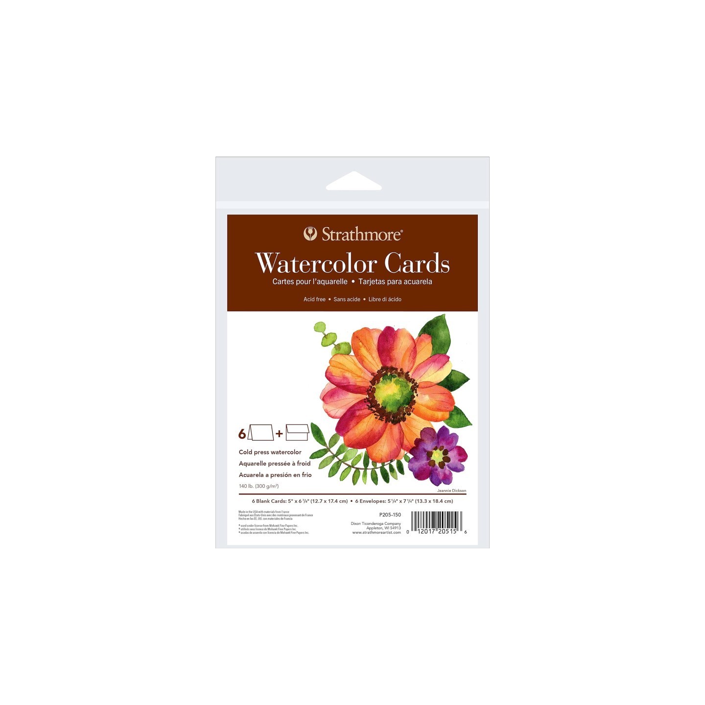 Strathmore 400 Series Watercolor Cards & Envelopes, Full Size, 5x6.875 inch, 6 Pack