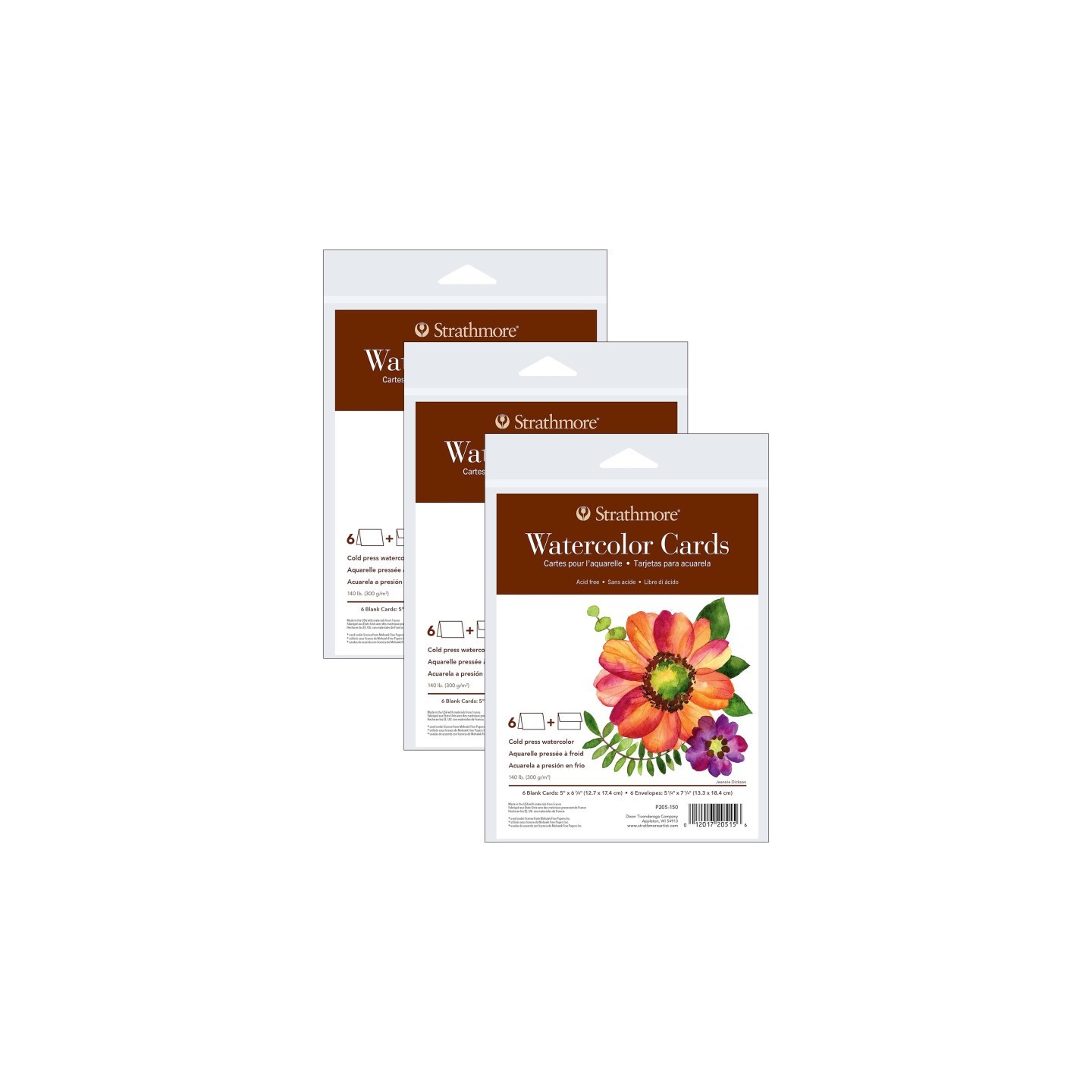 Strathmore 400 Series Watercolor Cards & Envelopes, Full Size, 5x6.875 inch, 6 Per Pack, 3 Packs