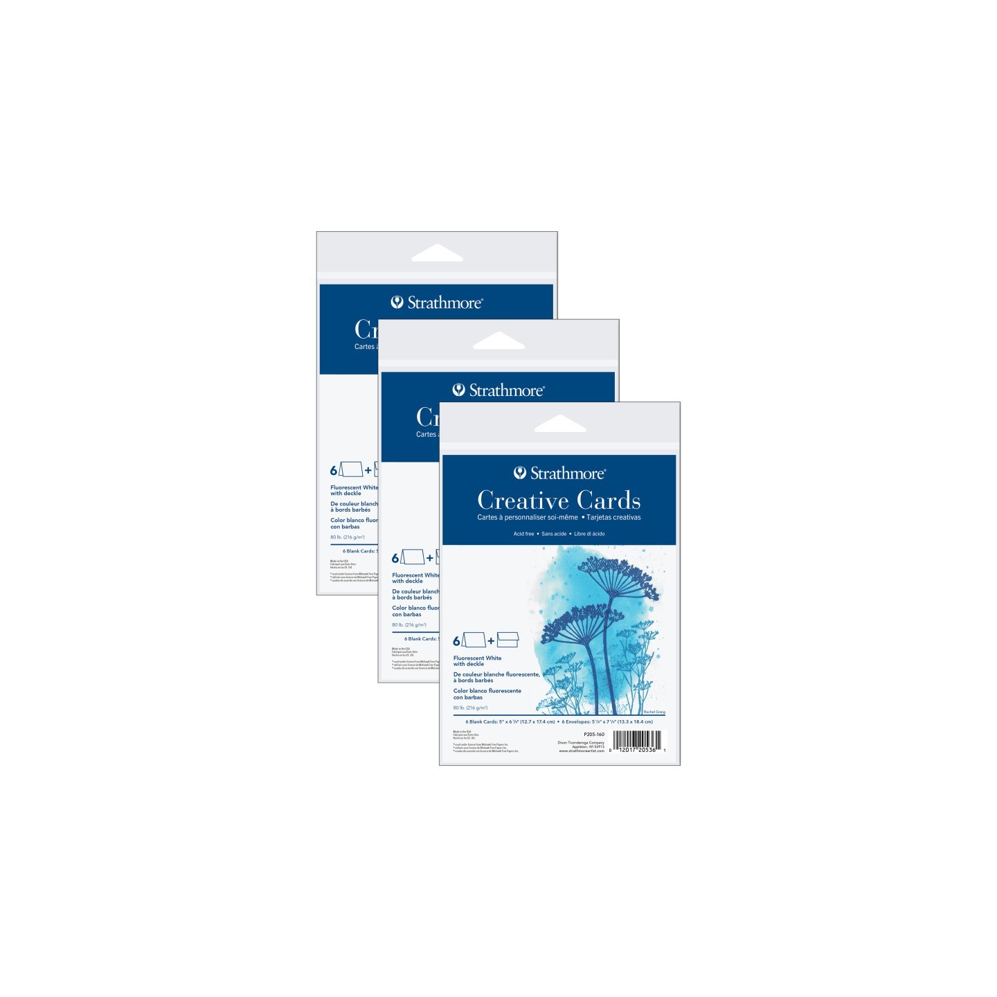 Strathmore Creative Cards & Envelopes, Flourescent White with Deckle Edge, Full Size, 5x6.875 inch, 6 Per Pack, 3 Packs