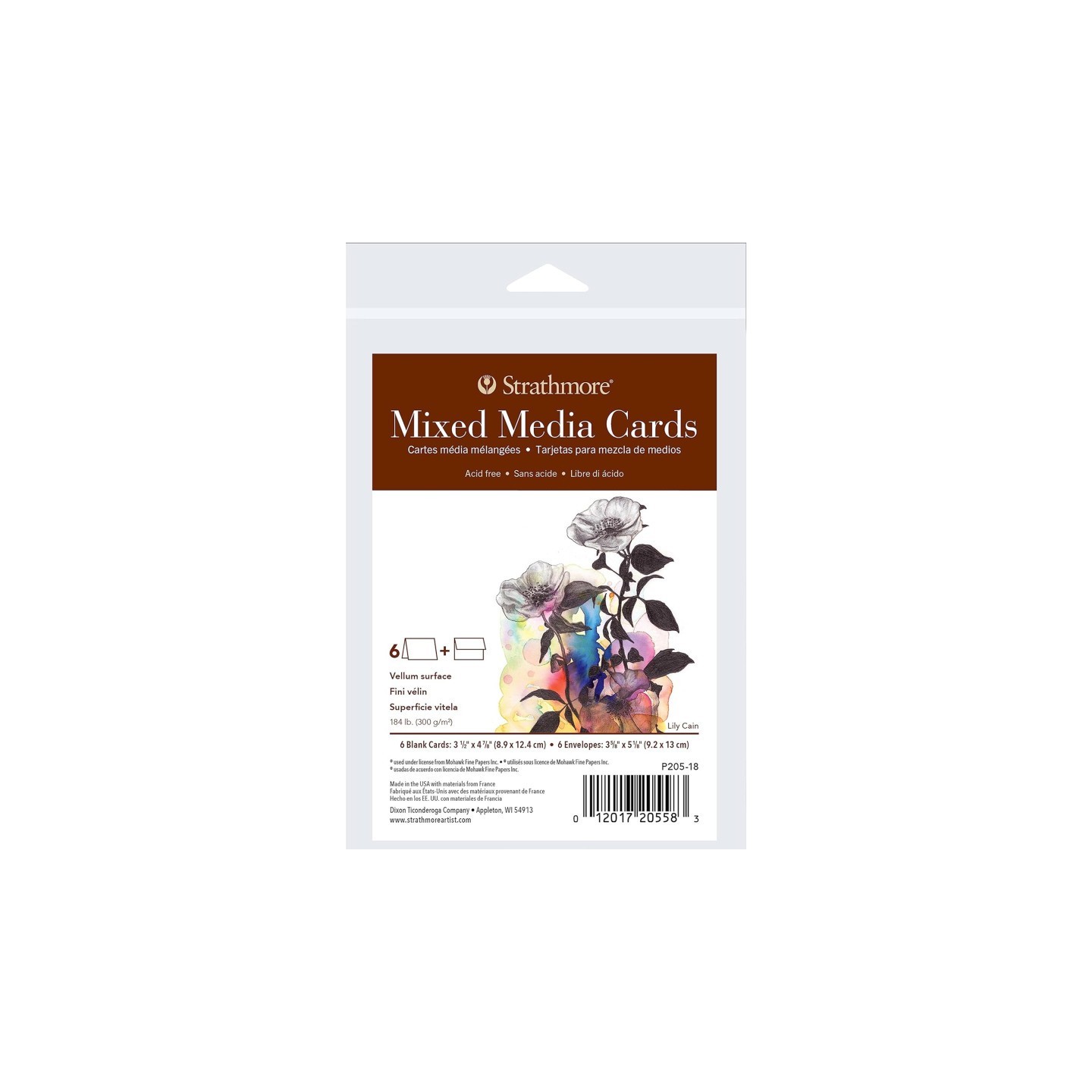 Strathmore 400 Series Mixed Media Cards & Envelopes, Anniversary Size, 3.5x4.875 inch, 6 Pack