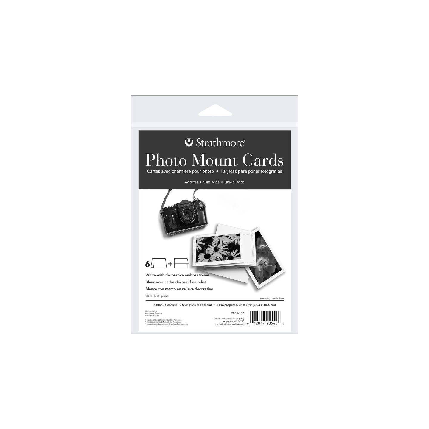 Strathmore Photo Mount Cards & Envelopes, Decorative Embossed Border, Full Size, 5x6.875 inch, 6 Pack