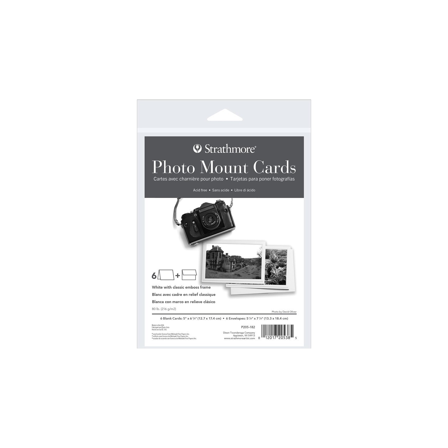 Strathmore Photo Mount Cards & Envelopes, Classic Embossed Border, Full Size, 5x6.875 inch, 6 Pack