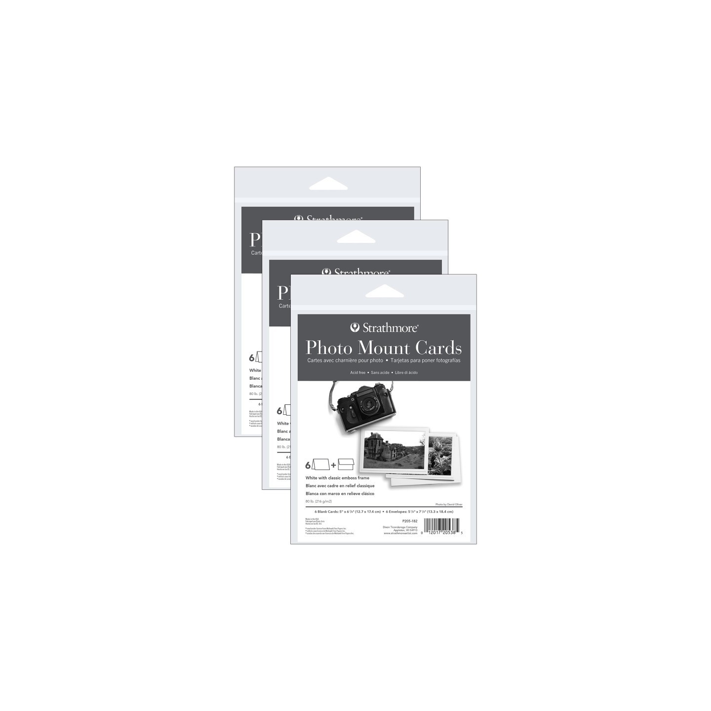 Strathmore Photo Mount Cards & Envelopes, Classic Embossed Border, Full Size, 5x6.875 inch, 6 Per Pack, 3 Packs