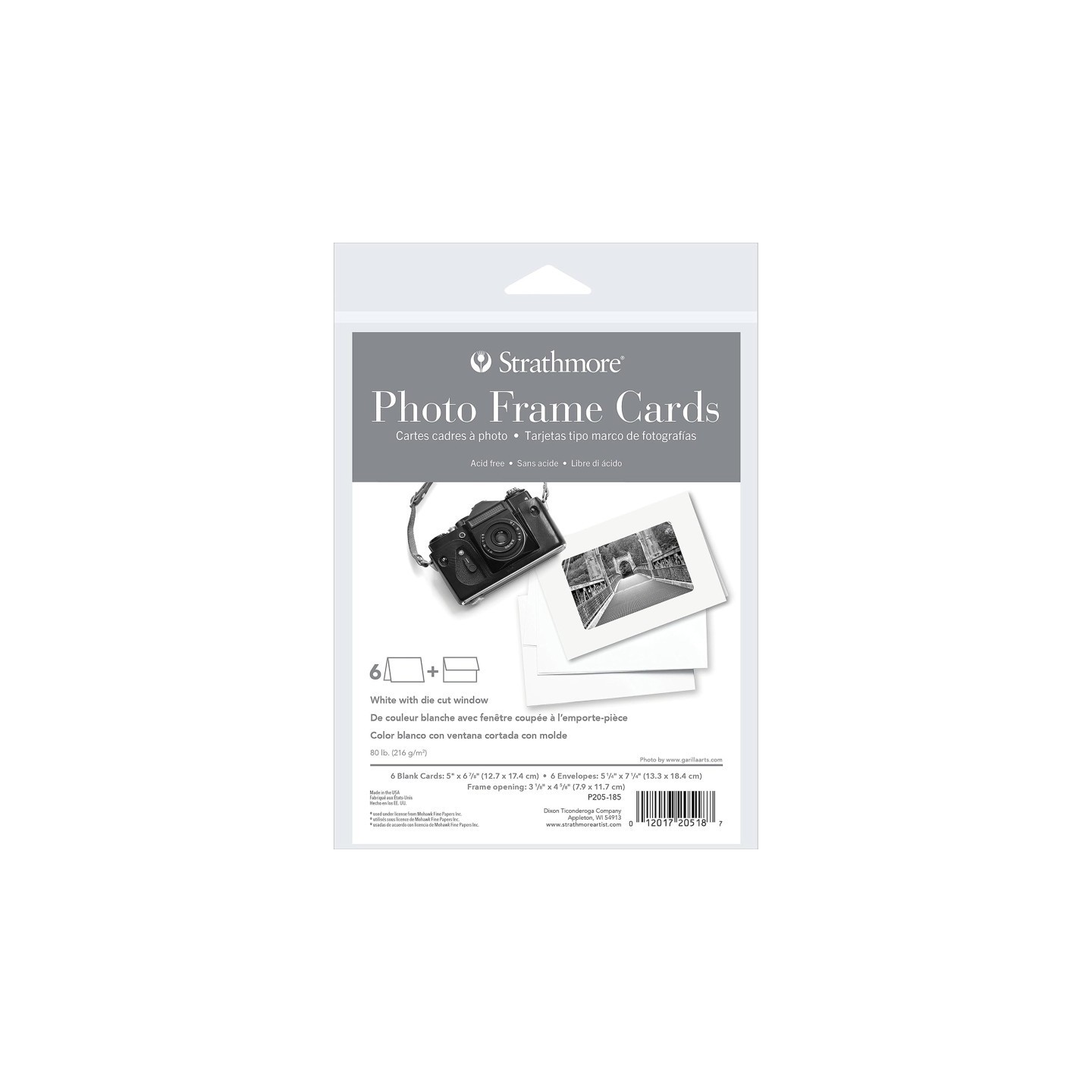 Strathmore Photo Frame Cards & Envelopes, Plain Border, Full Size, 5x6.875 inch, 6 Pack