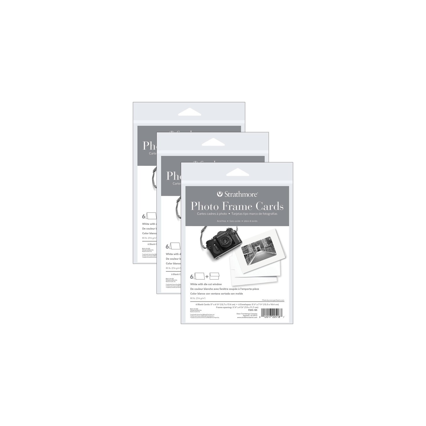 Strathmore Photo Frame Cards & Envelopes, Plain Border, Full Size, 5x6.875 inch, 6 Per Pack, 3 Packs