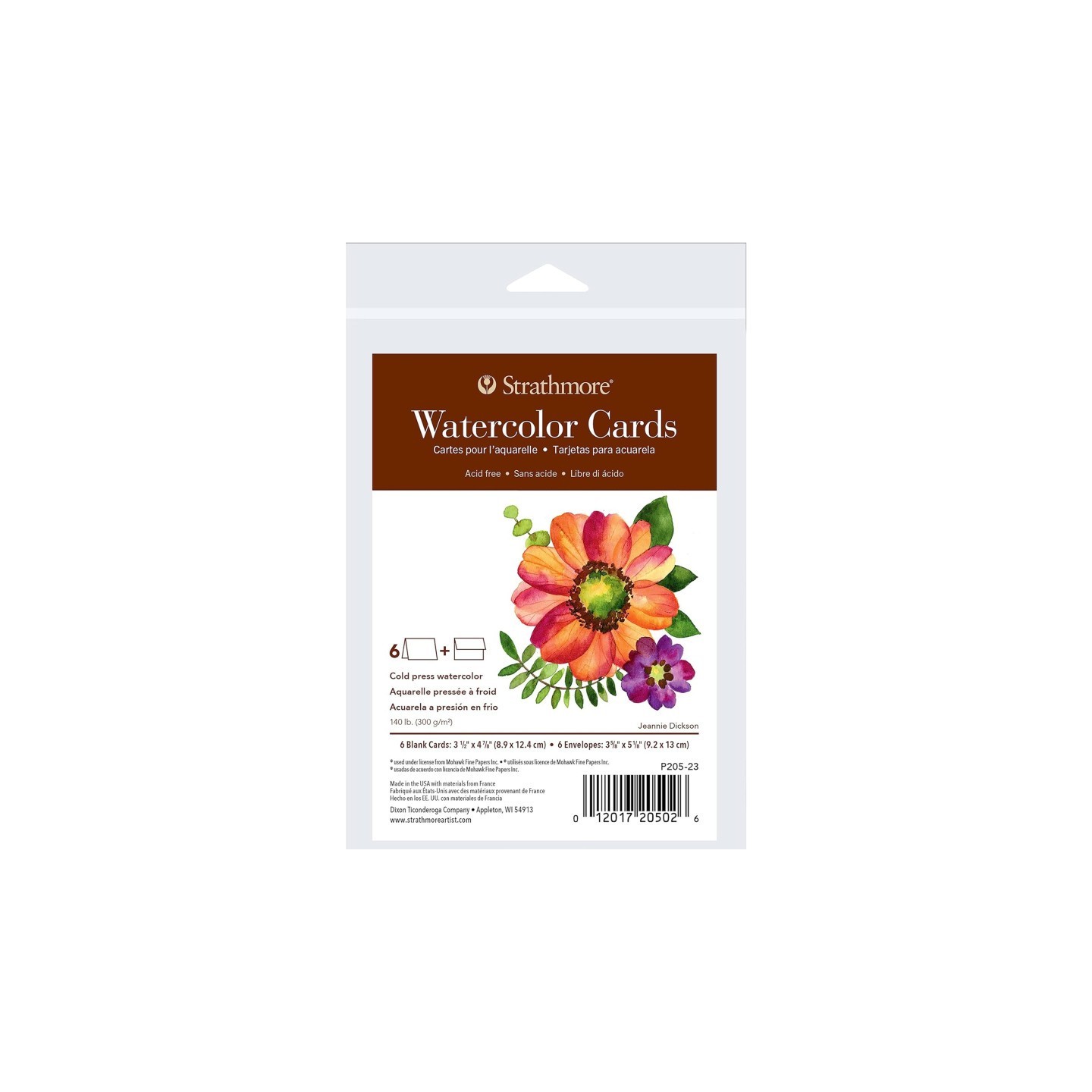 Strathmore 400 Series Watercolor Cards & Envelopes, Anniversary Size, 3.5x4.875 inch, 6 Pack