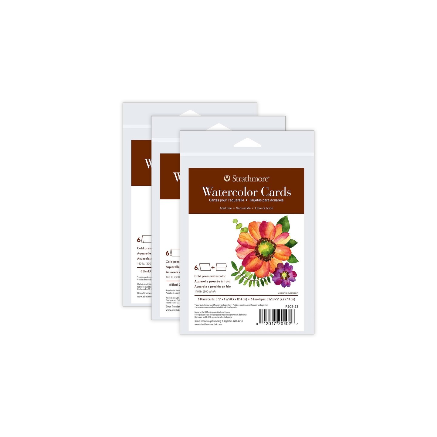 Strathmore 400 Series Watercolor Cards & Envelopes, Anniversary Size, 3.5x4.875 inch, 6 Per Pack, 3 Packs