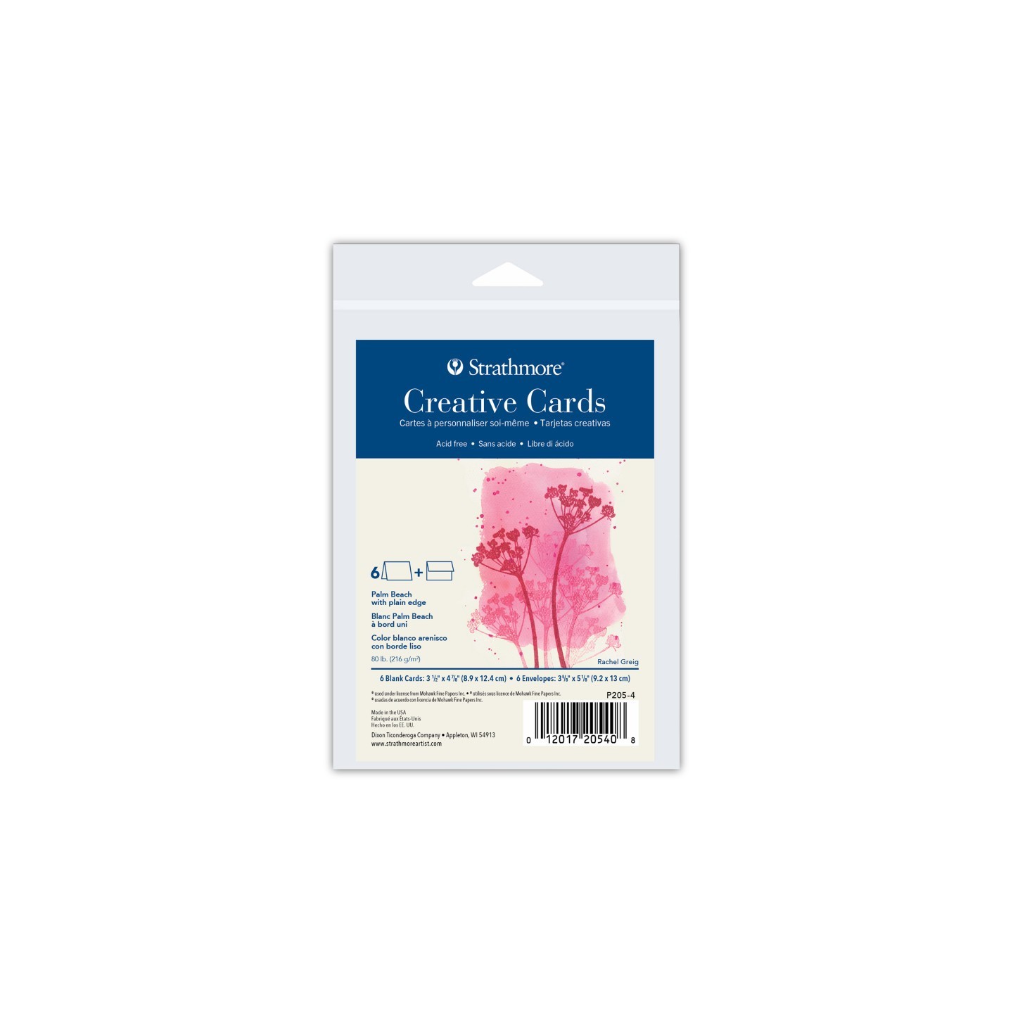 Strathmore Creative Cards & Envelopes, Palm Beach with Plain Edge, Anniversary Size, 3.5x4.875 inch, 6 Pack