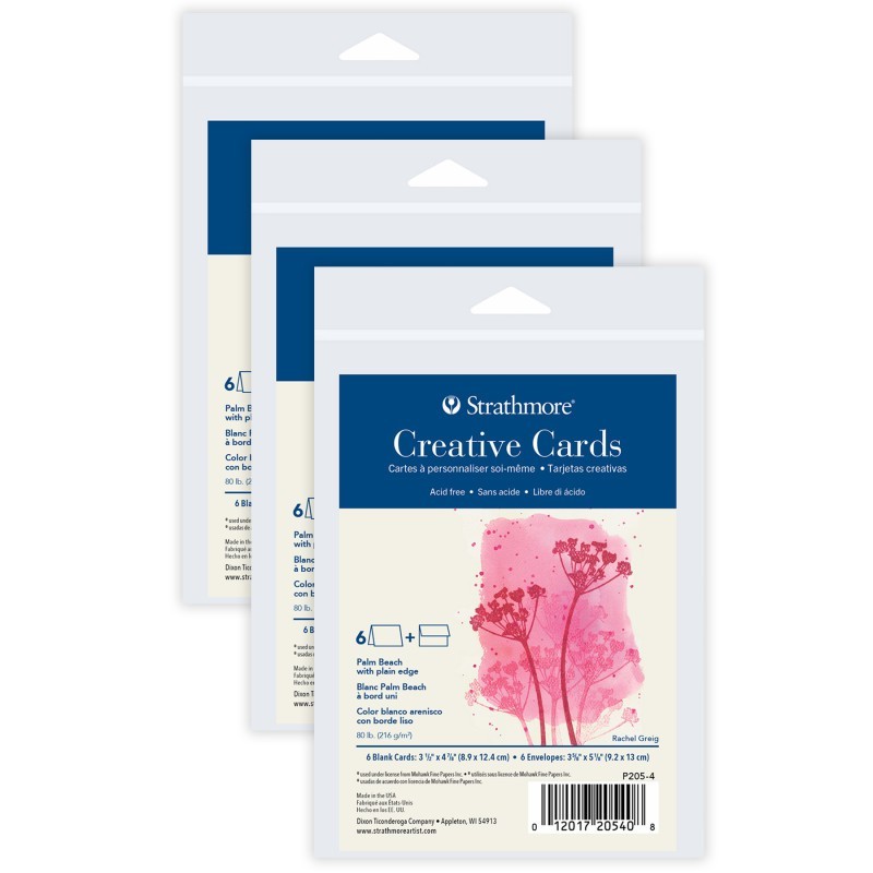 Strathmore Creative Cards & Envelopes, Palm Beach with Plain Edge, Anniversary Size, 3.5x4.875 inch, 6 Per Pack, 3 Packs