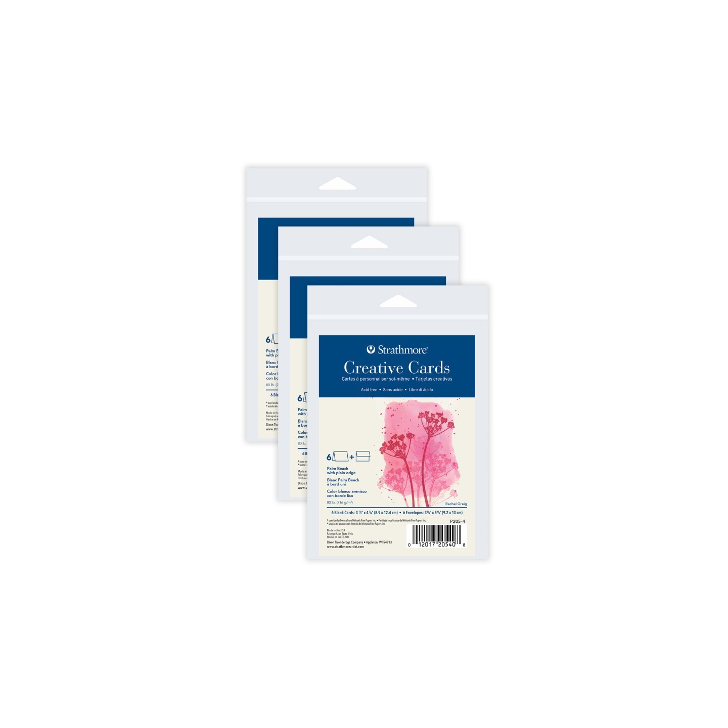 Strathmore Creative Cards & Envelopes, Palm Beach with Plain Edge, Anniversary Size, 3.5x4.875 inch, 6 Per Pack, 3 Packs