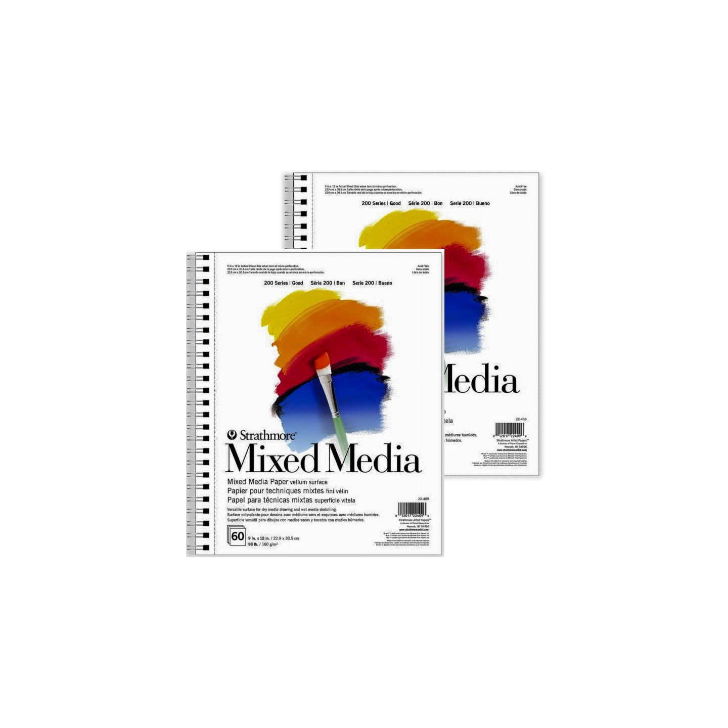 Strathmore 200 Series Mixed Media Pad, 60 Sheet, 9x12 inch, Pack of 2