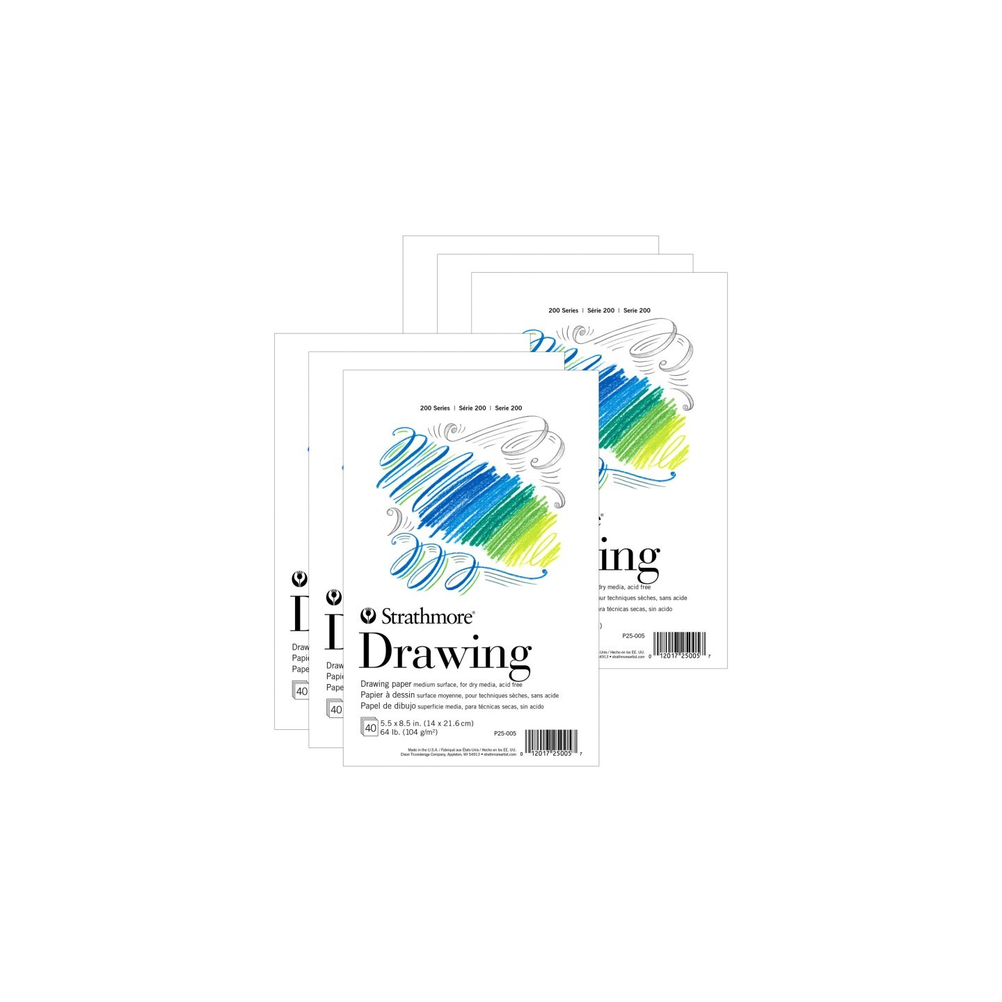 Strathmore 200 Series Drawing Paper Pad, Tape Binding, 40 Sheet, 5.5x8.5 inch, Pack of 6
