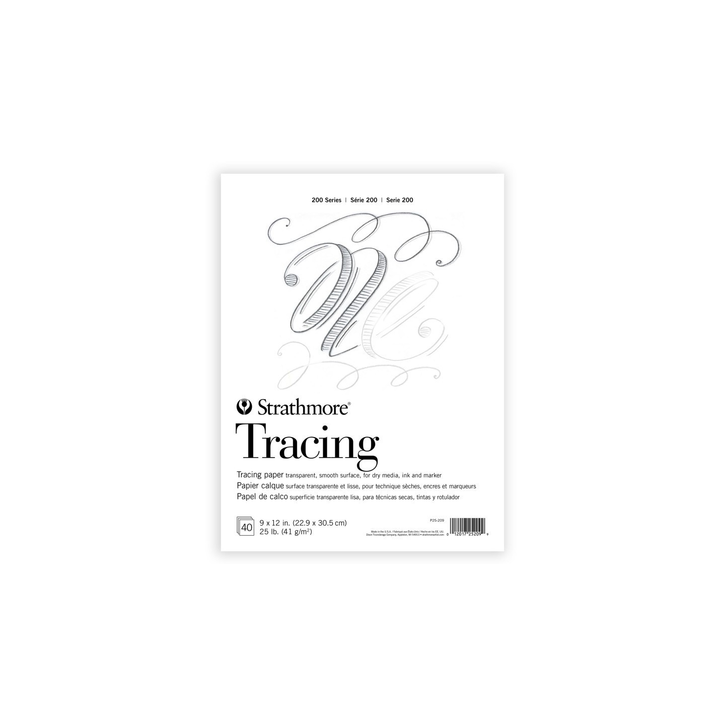 Strathmore 200 Series Tracing Paper Pad, Tape Binding, 40 Sheet, 9x12 inch, 1 Count