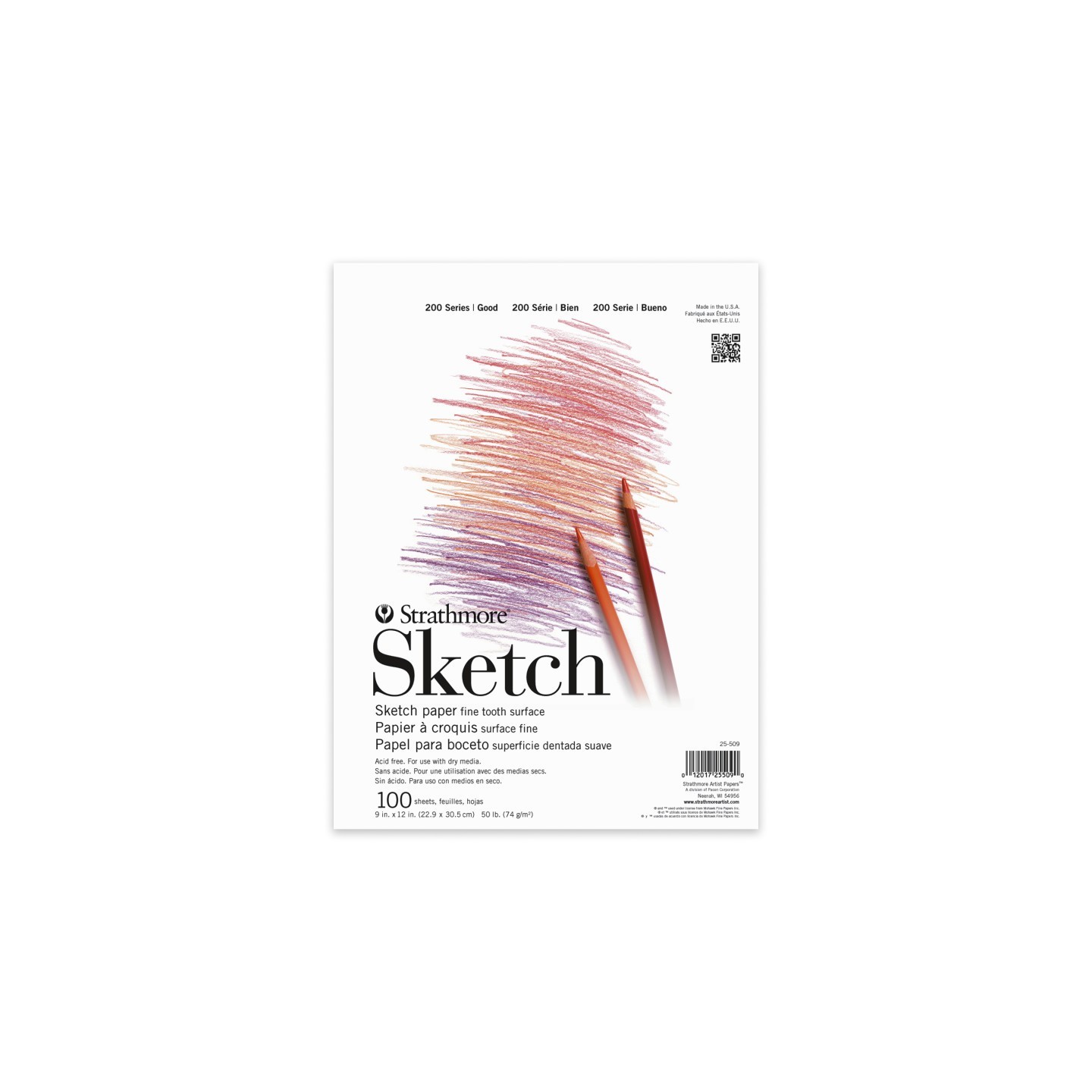 Strathmore 200 Series Sketch Pad, Tape Binding, 100 Sheet, 9x12 inch, 1 Count