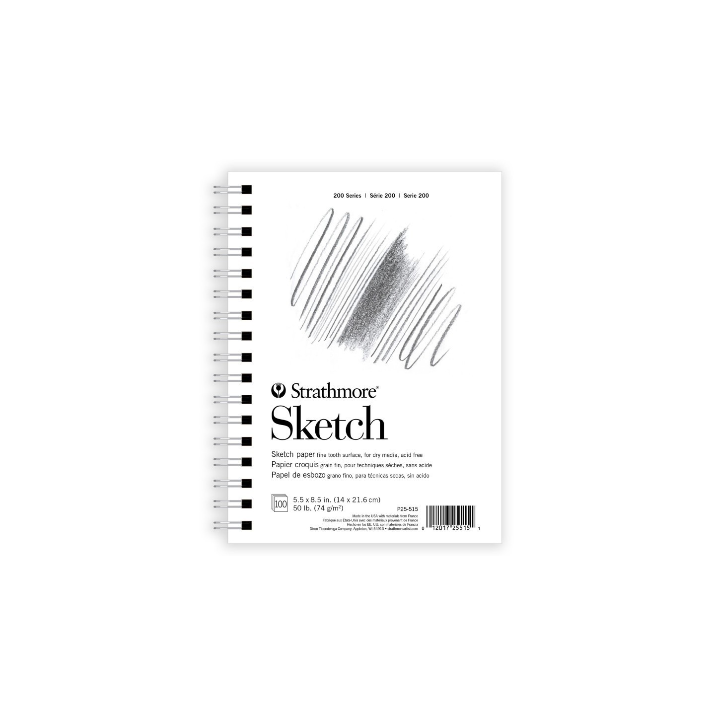 Strathmore 200 Series Sketch Paper Pad, Side Wire Binding, 100 Sheet, 5.5x8.5 inch, 1 Count