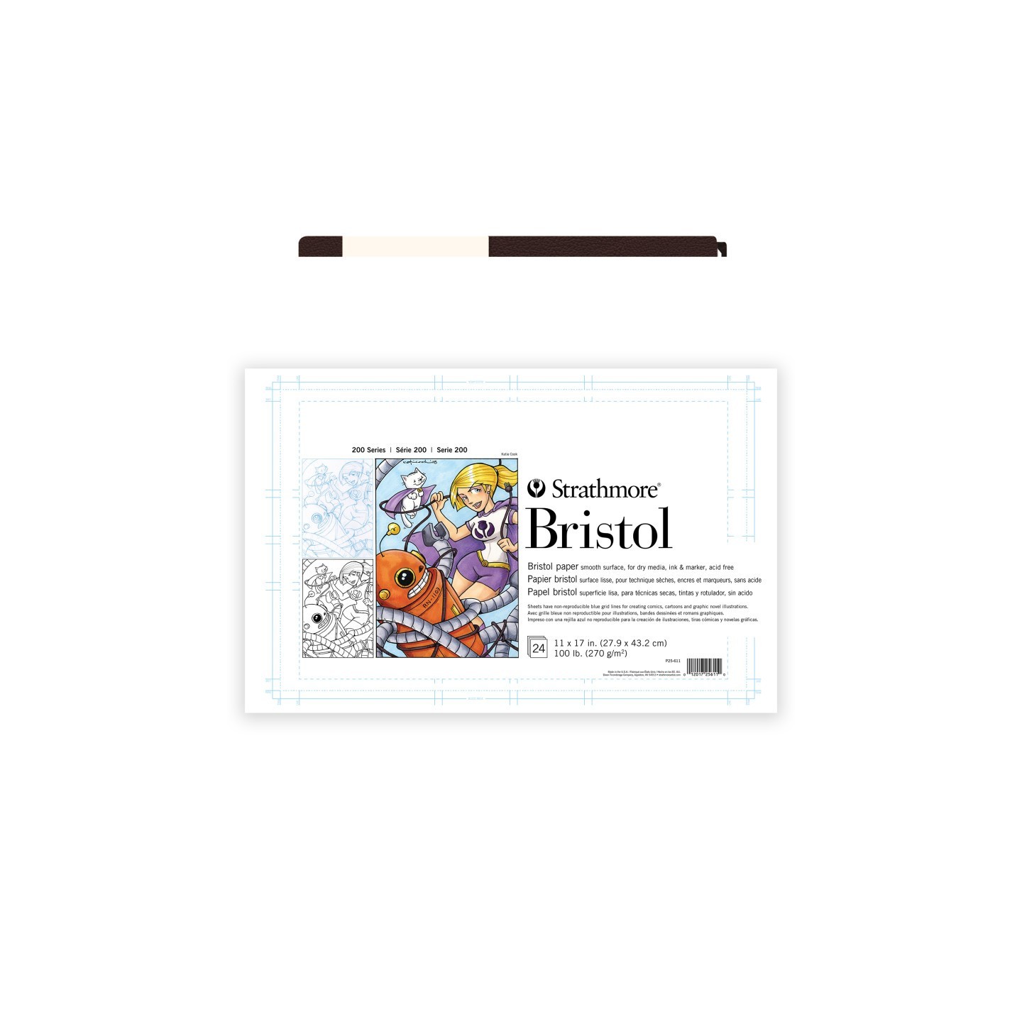 Strathmore 200 Series Bristol Paper Pad, Tape Binding, 24 Sheet, 11x17 inch, 1 Count