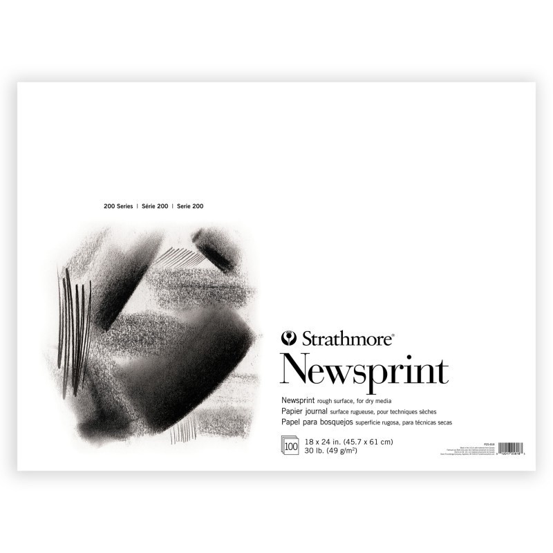 Strathmore 200 Series Newsprint Paper Pad, Tape Binding, 100 Sheet, 18x24 inch, 1 Count