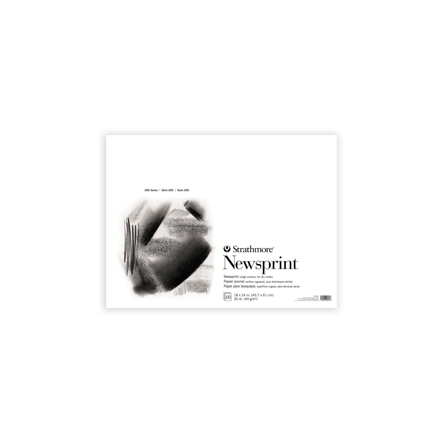 Strathmore 200 Series Newsprint Paper Pad, Tape Binding, 100 Sheet, 18x24 inch, 1 Count