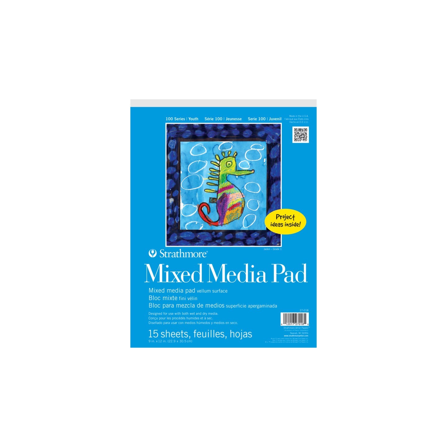 Strathmore 100 Series Mixed Media Pad, 15 Sheet, 9x12 inch, 1 Count