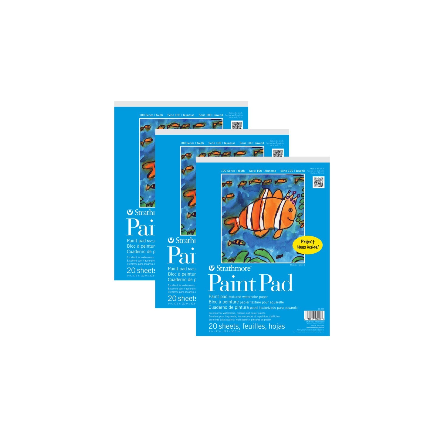 Strathmore 100 Series Paint Pad, 20 Sheet, 9x12 inch, Pack of 3