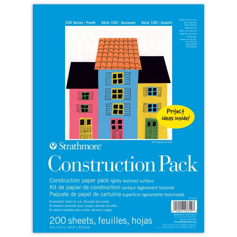 Strathmore 100 Series Construction Paper Bulk Pack, Assorted Colors, 9X12 in, 200 Sheets