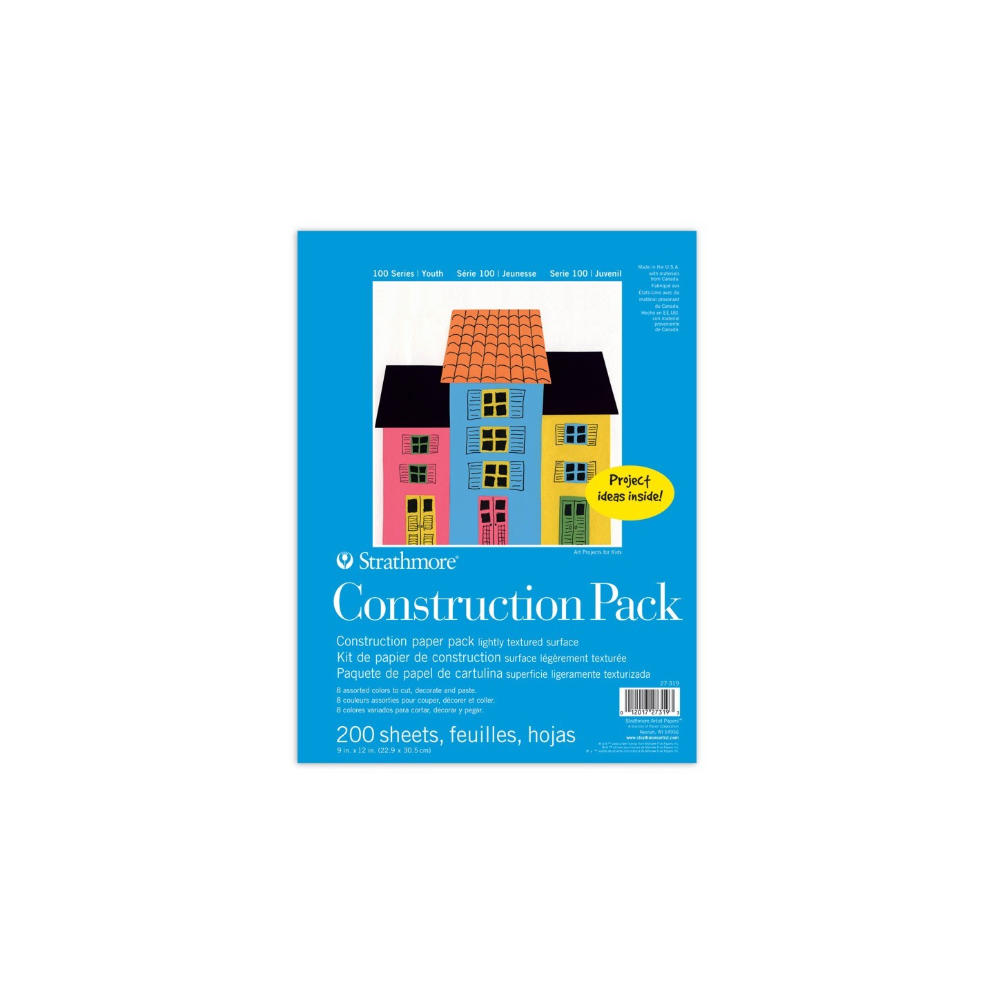 Strathmore 100 Series Construction Paper Bulk Pack, Assorted Colors, 9X12 in, 200 Sheets