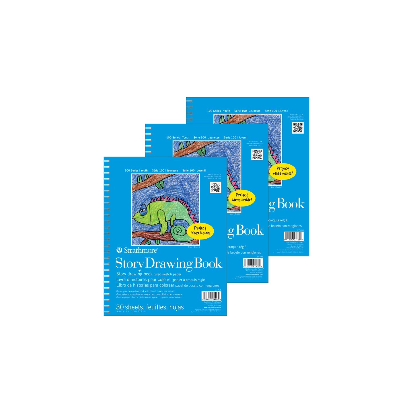 Strathmore 100 Series Story Drawing Pad, 30 Sheet, 8.5x11 inch, Pack of 3