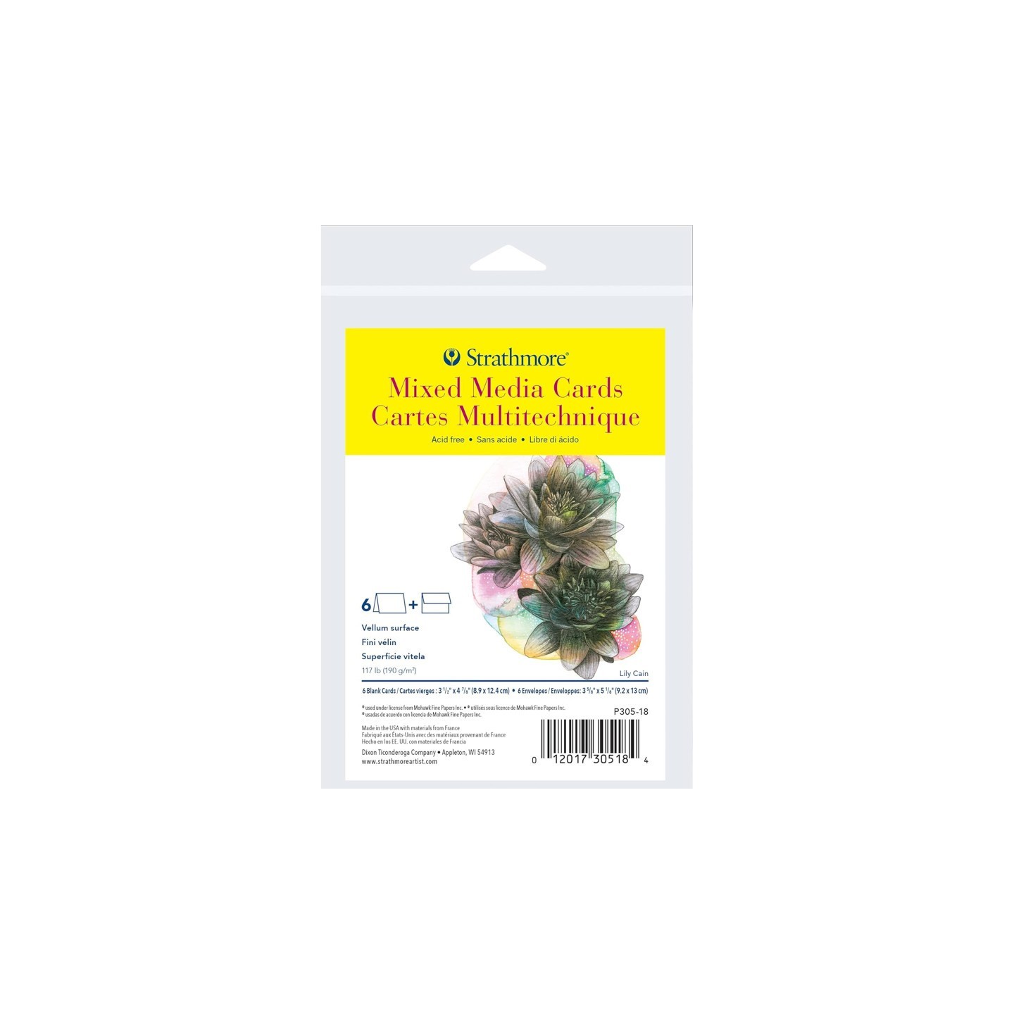 Strathmore 300 Series Mixed Media Cards & Envelopes, Anniversary Size, 3.5x4.875 inch, 6 Pack