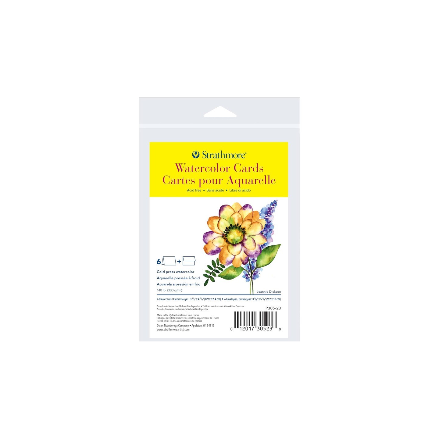 Strathmore 300 Series Watercolor Cards & Envelopes, Anniversary Size, 3.5x4.875 inch, 6 Pack