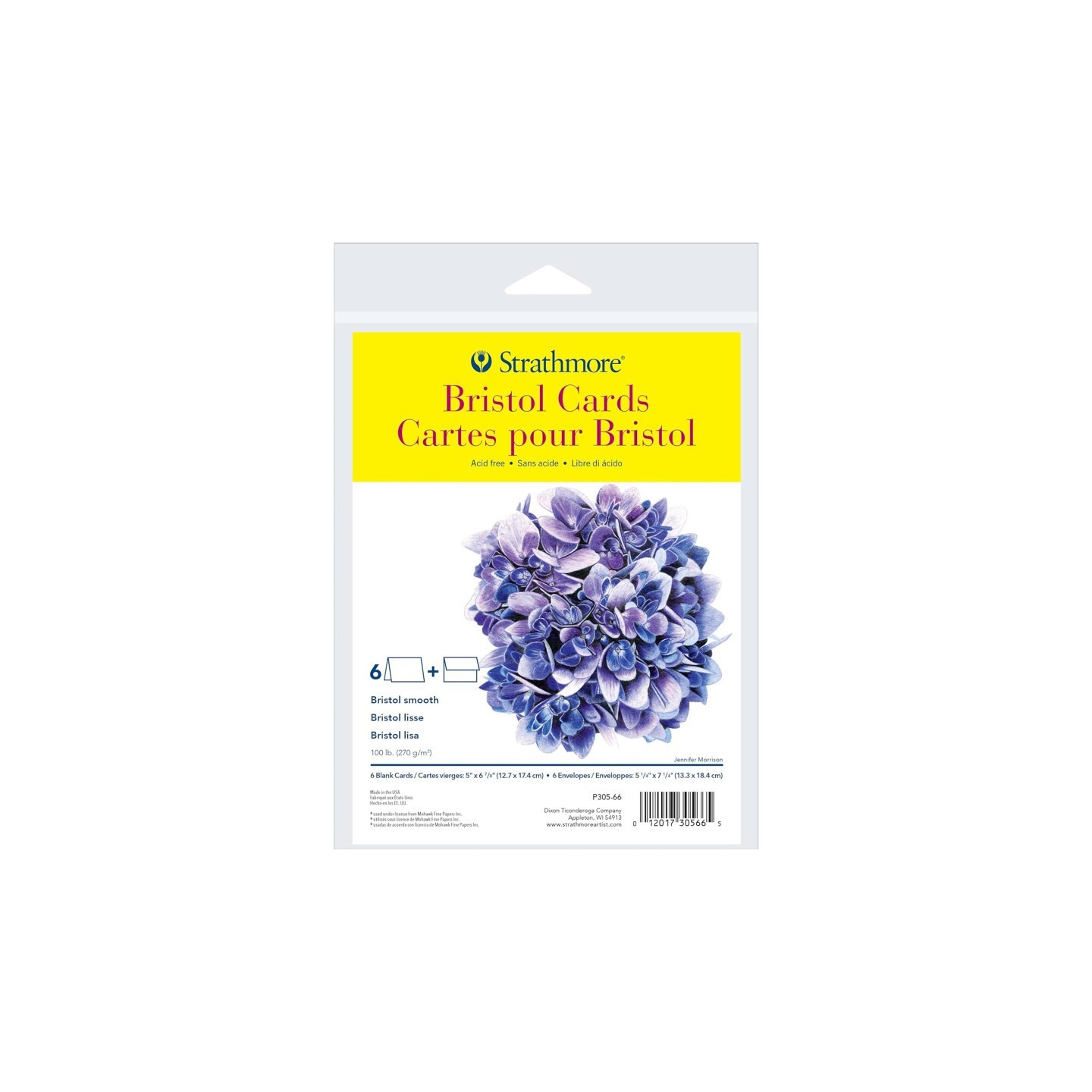 Strathmore 300 Series Bristol Cards & Envelopes, Full Size, 5x6.875 inch, 6 Pack
